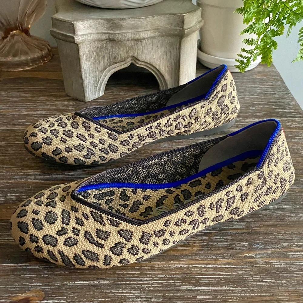 Rothy’s‎ The Flat Round Toe Ballet Flats Leopard Cheetah Print Shoes Womens 7